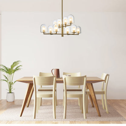 EURO Satin Brass LED Pendant Light - 10 Light