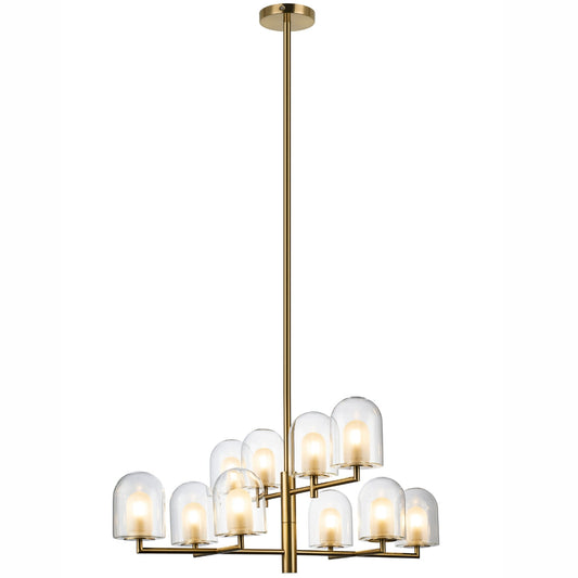 EURO Satin Brass LED Pendant Light - 10 Light