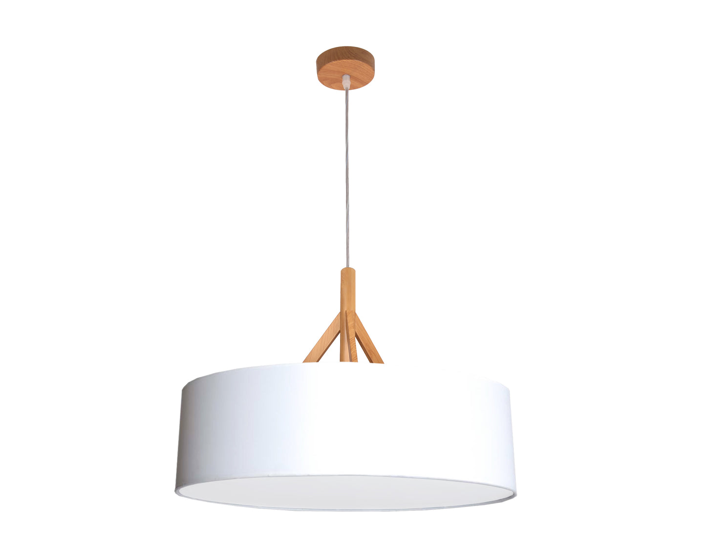 ANNEX 60cm 3 Light White Fabric Drum Pendant