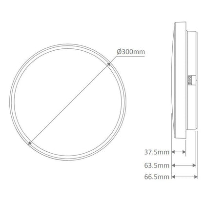 Domus EASY - 10W/18W/25W LED Tri-Colour Dimmable Round 250/300/400mm Ceiling Light IP54