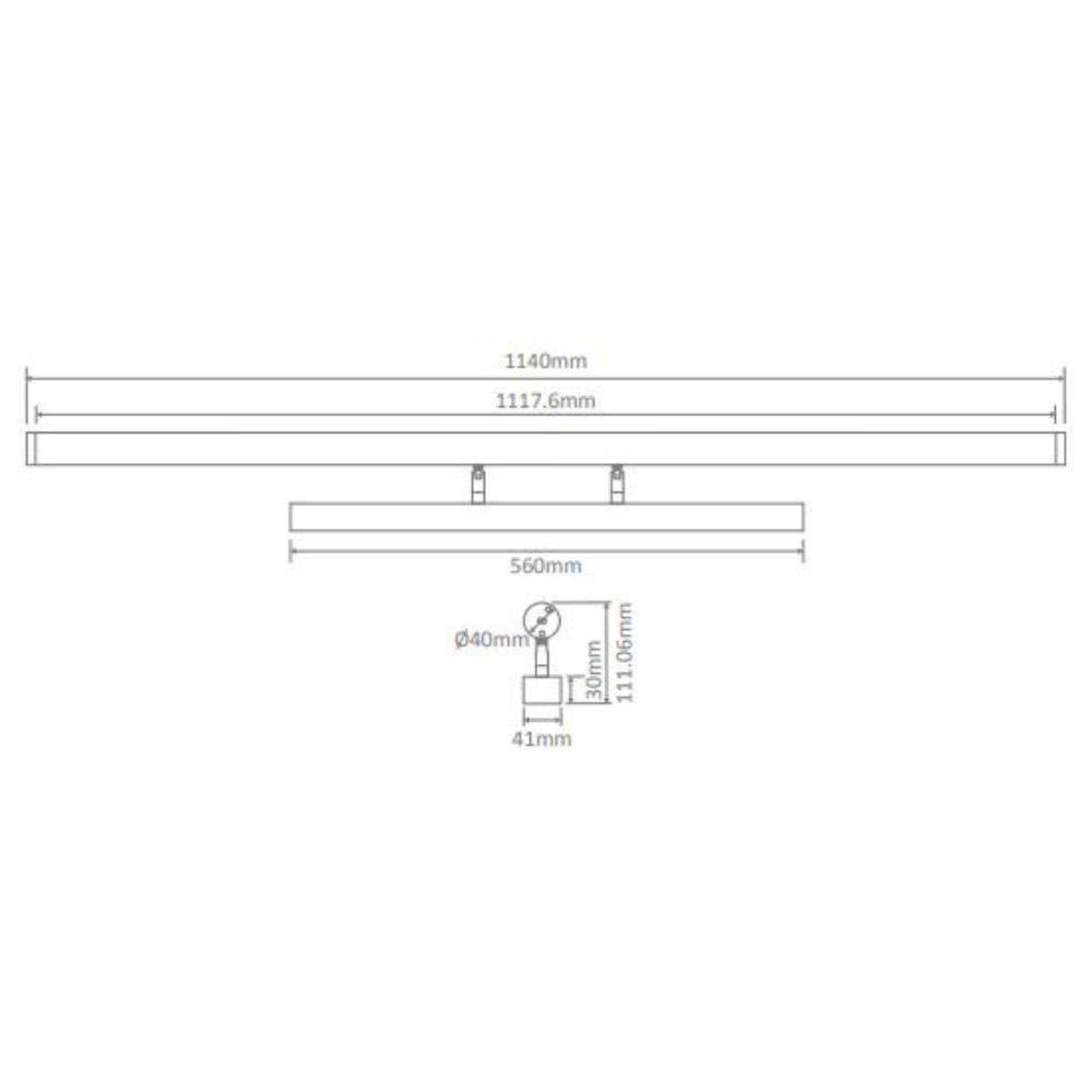 Domus MIRROR-20 - 20W LED Tri-Colour 1140mm Wall Vanity or Picture Light