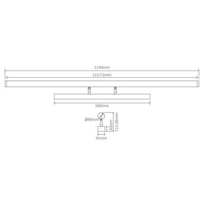 Domus MIRROR-20 - 20W LED Tri-Colour 1140mm Wall Vanity or Picture Light