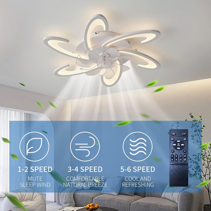 Low Ceiling Light Fan, Low Profile, 6 Wind Speed, 3 Colors (82 cm)