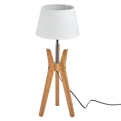 Bamboo Tripod Table Or Desk Modern Rustic Geo Light w Linen Shade