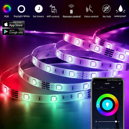 12M LED Strip Lights for Bedroom and Home (5050 Lights Strip App with Remote Control) Dropli, Home & Garden > Lighting, 12m-led-strip-lights-rope-light-for-bedroom-and-home-5050-lights-strip-