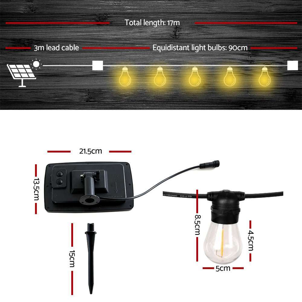 17m Solar Festoon String Lights Waterproof Outdoor Kit Dropli, Occasions > Lights, jingle-jollys-17m-festoon-string-lights-solar-wedding-party-waterproof-outdoor