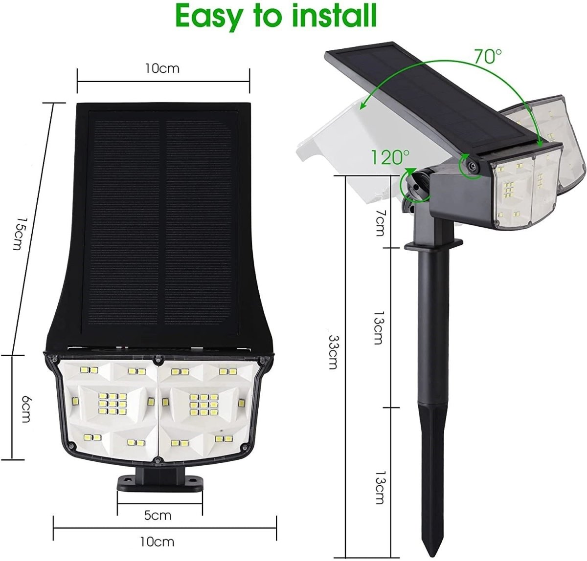 2 Pack 38 LEDs Solar Landscape Spotlights with 70deg; Adjustable Panel and IP65 Waterproof (White) Dropli, Home & Garden > Garden Lights, 2-pack-38-leds-solar-landscape-spotlights-with-70-deg