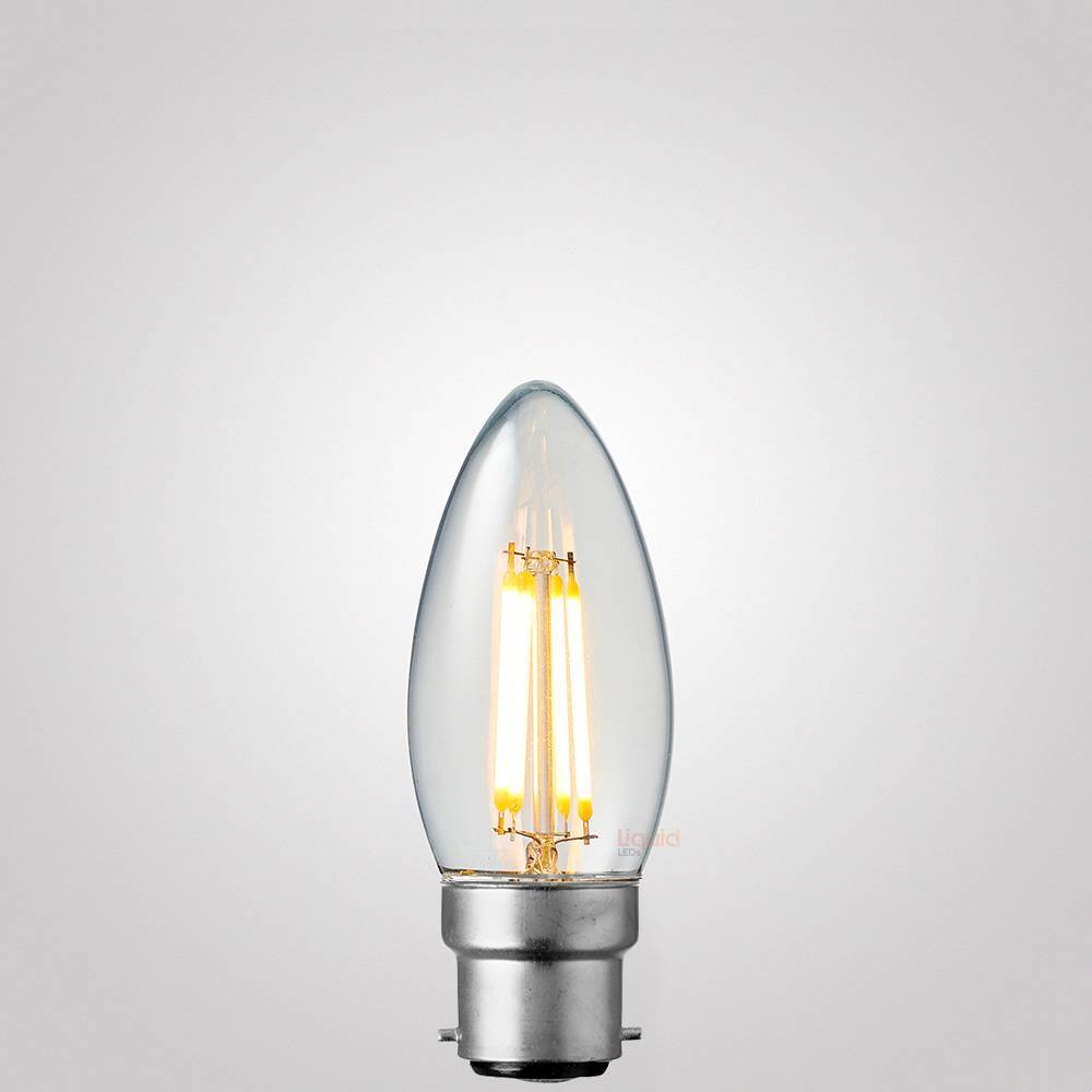 4W 12-24 Volt DC Candle Dimmable LED Bulb (B22) Clear in Warm White-Candle Bulbs-Liquidleds