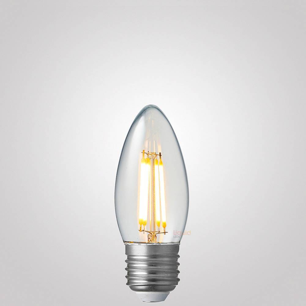 4W 12-24 Volt DC Candle Dimmable LED Bulb (E27) Clear in Warm White-Candle Bulbs-Liquidleds