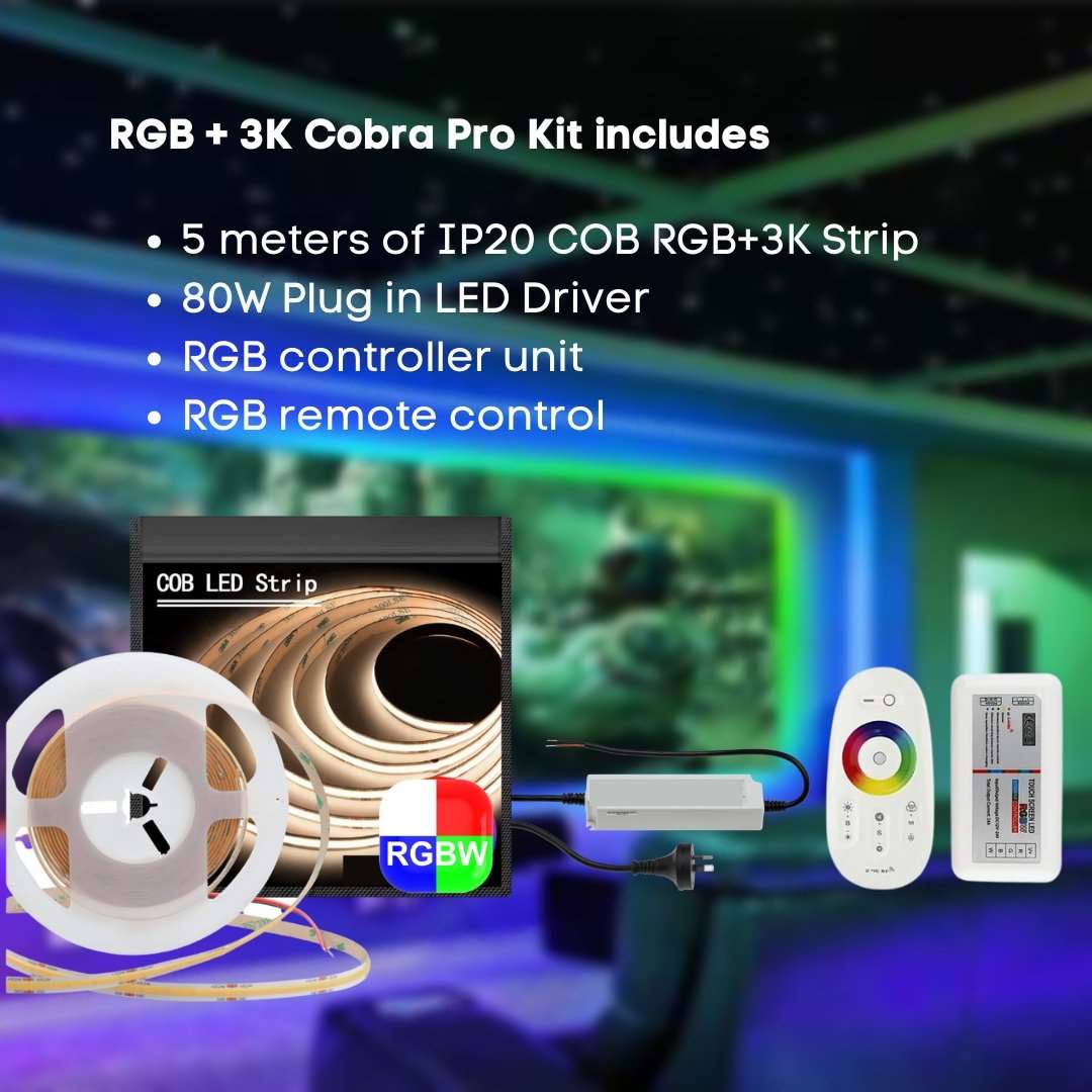 5 meter RGB+3K Cobra Pro Indoor COB Dot Free Strip Light Kit - 80W-Strip Kit-Dropli