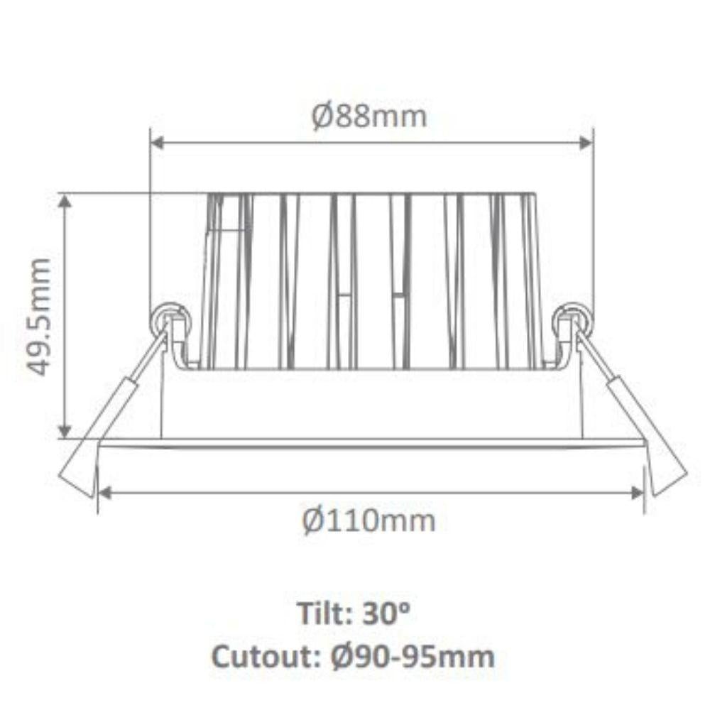 Domus AQUA TILT - 13W LED Dimmable Tiltable Wet Area Downlight IP65