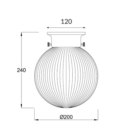 DIYBAT DIY Black Batten Fitting With Smoke Large Spherical Ribbed Shape Glass - DIYBAT11-DIY Batten Fix Lights-CLA Lighting