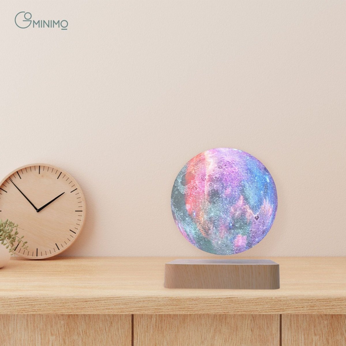 Magnetic Levitating Galaxy Moon (Light Brown Base) Dropli, Home & Garden > Decor, gominimo-magnetic-levitating-galaxy-moon-light-brown-base-go-mlp-109-hcnt