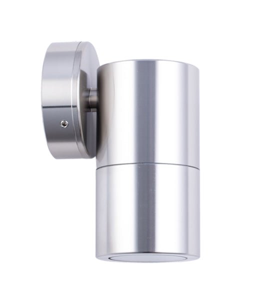 GU10 Exterior Single Fixed Wall Pillar Light Anodized Aluminium IP65 - PG1FSHSIL-Exterior Wall Lights-CLA Lighting