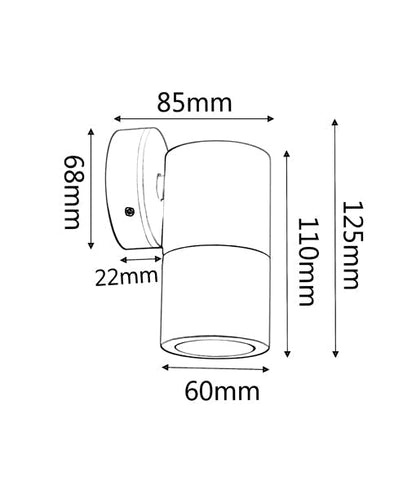 GU10 Exterior Single Fixed Wall Pillar Light Anodized Aluminium IP65 - PG1FSHSIL-Exterior Wall Lights-CLA Lighting