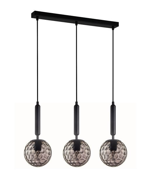 Interior Black Smoke Spherical Glass Shape 3 Light Island Pendant - TRATTINO2X3S-Island Pendant Lights-CLA Lighting