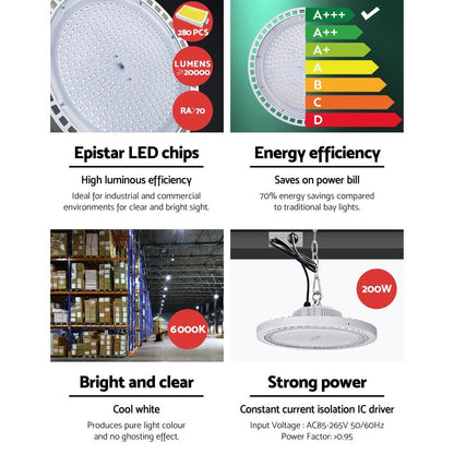 LED High Bay Lights 200W Industrial Warehouse-Home & Garden > Lighting-Dropli