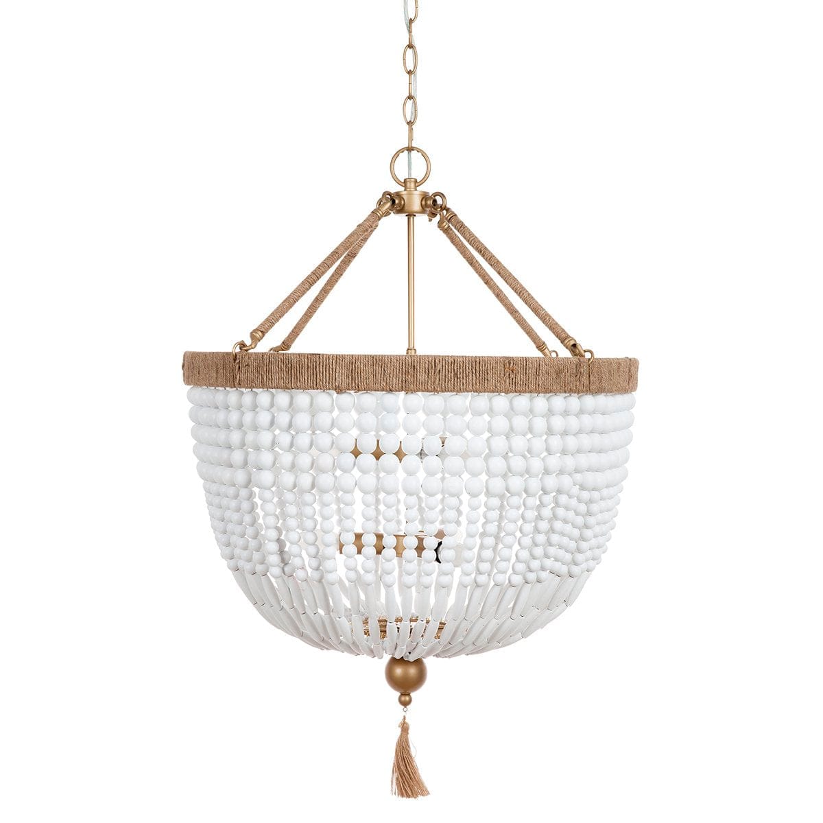 Malabar Beaded Pendant - Large Natural/White-Chandeliers-Cafe Lighting and Living