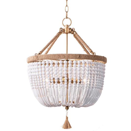 Malabar Beaded Pendant - Small Natural/White-Chandeliers-Cafe Lighting and Living