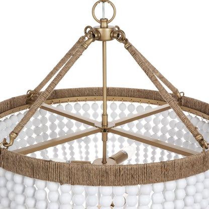 Malabar Beaded Pendant - Small Natural/White-Chandeliers-Cafe Lighting and Living