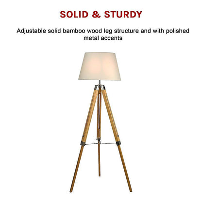 Modern Floor Lamp Wood Tripod Home Bedroom Reading Light 145cm-Home & Garden > Lighting-Koala Lamps and Lighting