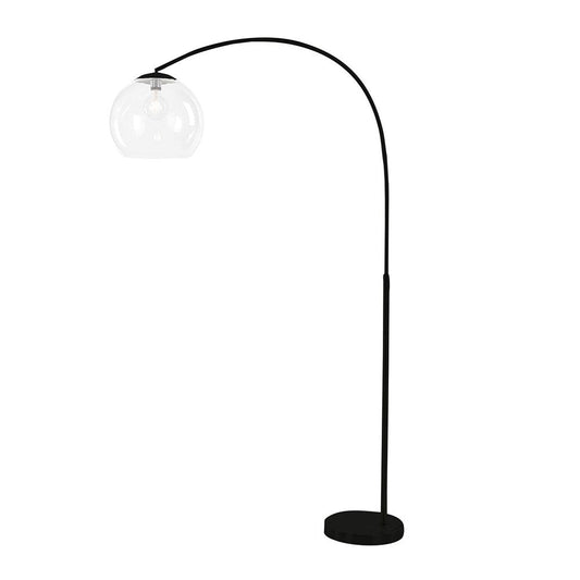 Over 1 Light Floor Lamp Arc Black With Acrylic Shade - SL91207BK-Floor Lamps-Oriel Lighting