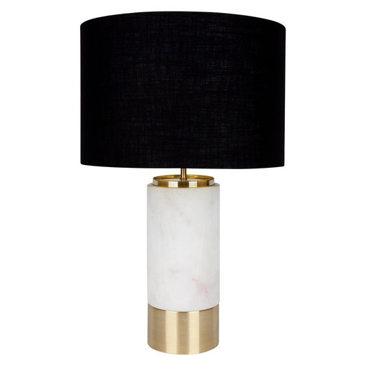 Paola Marble Table Lamp - White w Black Shade--Cafe Lighting and Living