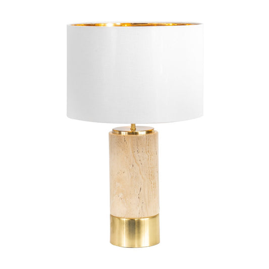 Paola Travertine Table Lamp - White Shade--CAFE Lighting & Living