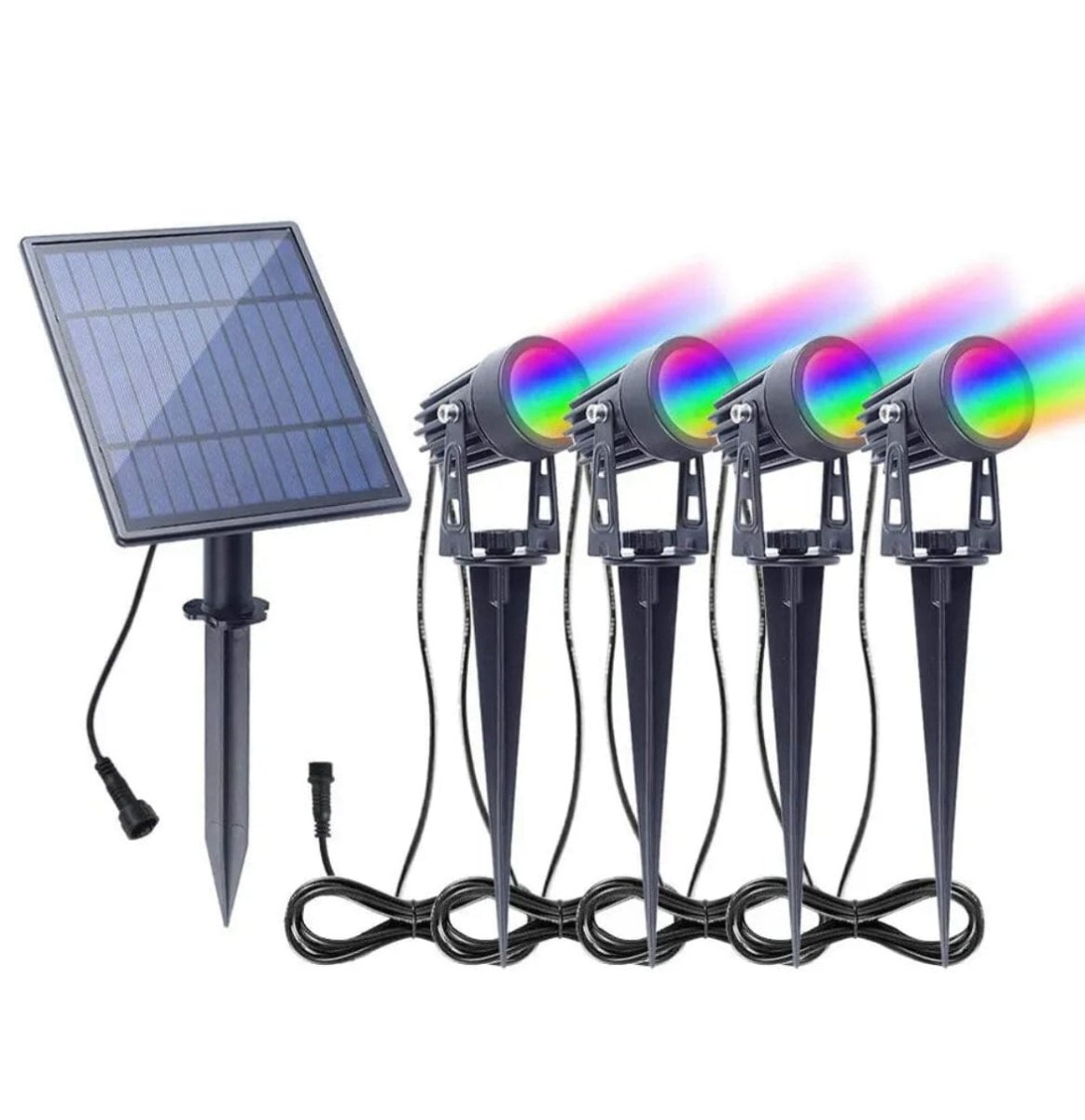 Professional Grade DIY RGB 4 Piece Solar Garden Spike 4 in 1 Kit Green Earth Lighting Australia, Garden, monetrgb