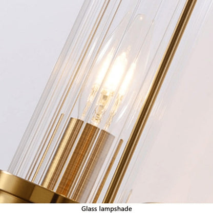 Räfflad Ribbed Glass with Antique Brass Finish Wall Light-Wall Light-Qzao