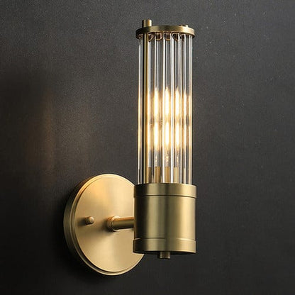 Räfflad Ribbed Glass with Antique Brass Finish Wall Light-Wall Light-Qzao