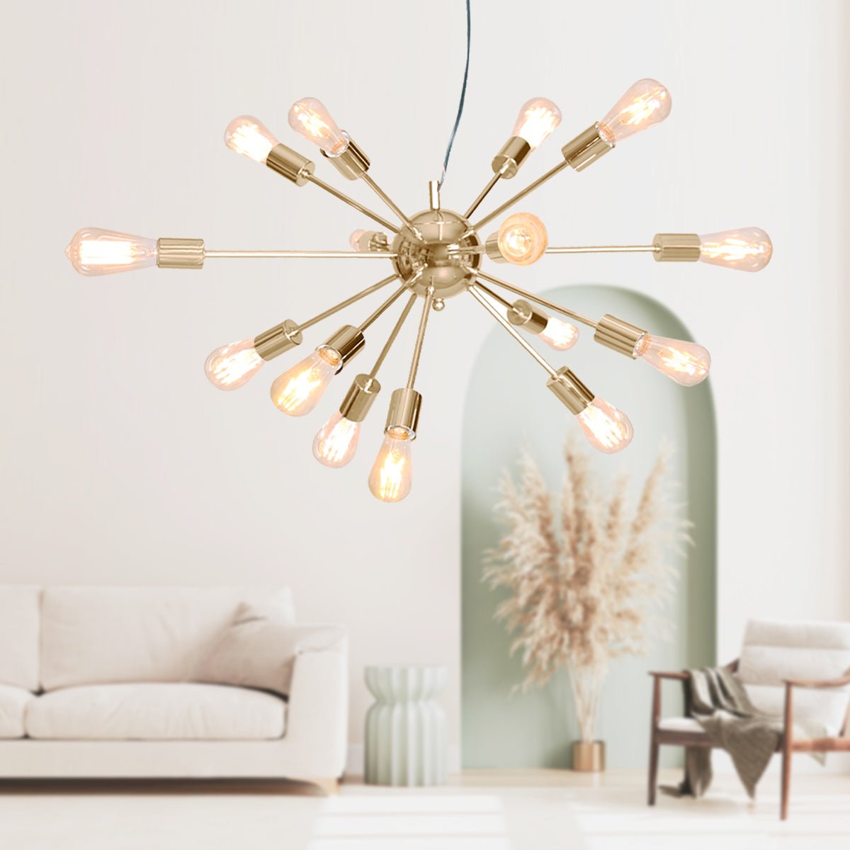 Sarantino 15-Light Sputnik Chandelier in Brass Finish-Home & Garden > Lighting-Koala Lamps and Lighting