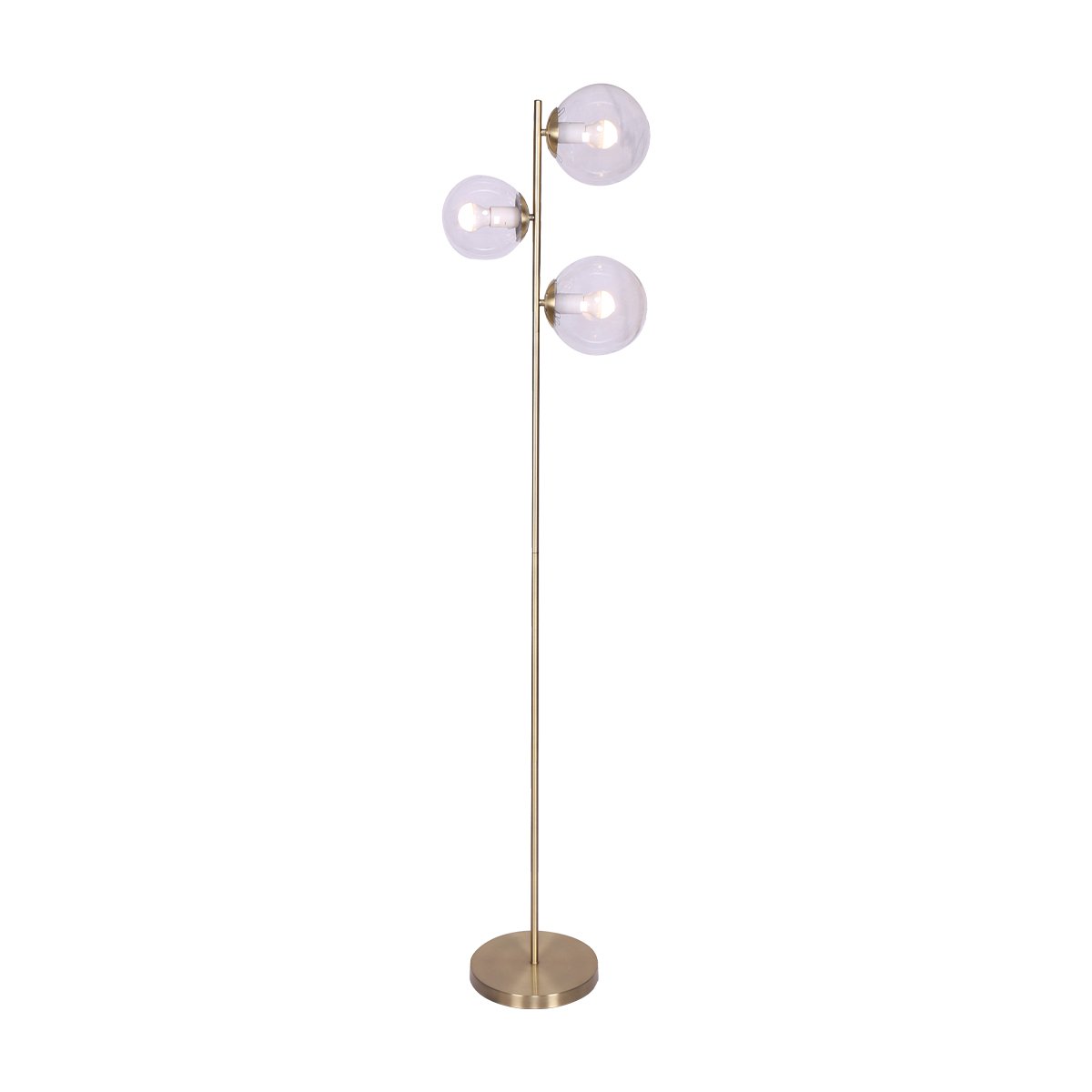 Sarantino 3-Light Gold Metal Floor Lamp with Glass Shades-Home & Garden > Lighting-Koala Lamps and Lighting