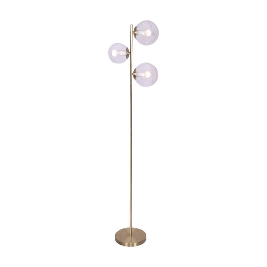 Sarantino 3-Light Gold Metal Floor Lamp with Glass Shades-Home & Garden > Lighting-Koala Lamps and Lighting