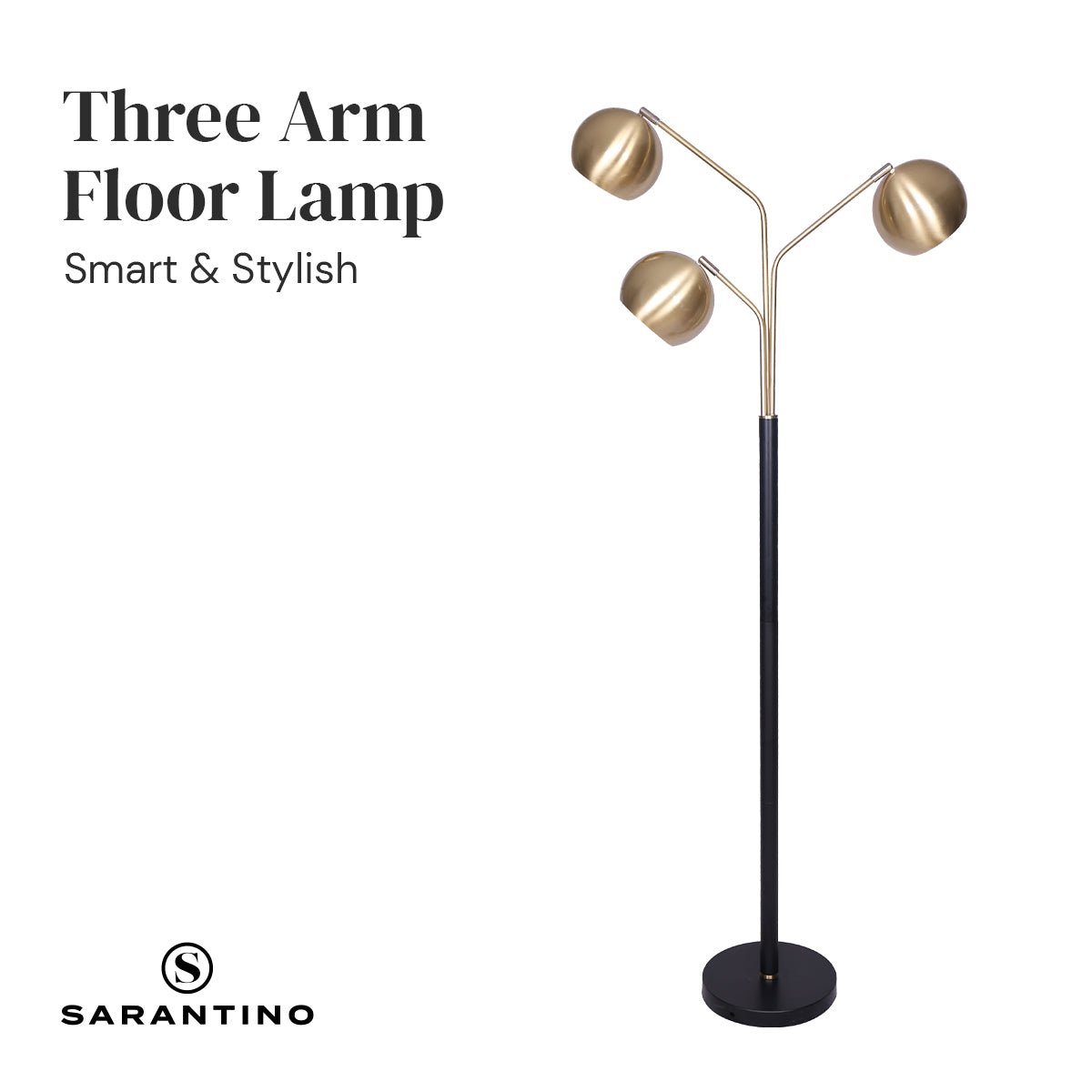 Sarantino Adjustable 3-Arm Arc Lamp-Home & Garden > Lighting-Koala Lamps and Lighting