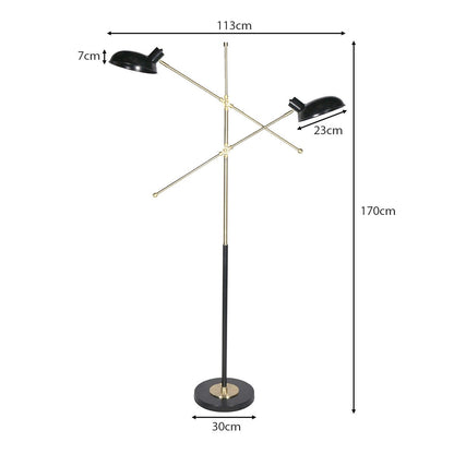 Sarantino Adjustable Two Light Lamp Black and Gold Finish-Home & Garden > Lighting-Koala Lamps and Lighting