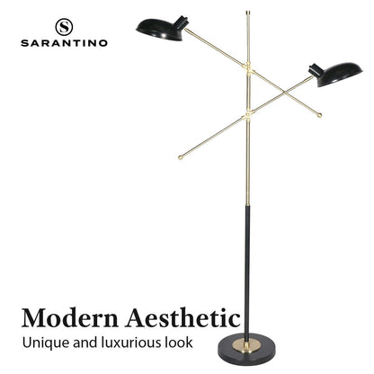 Sarantino Adjustable Two Light Lamp Black and Gold Finish-Home & Garden > Lighting-Koala Lamps and Lighting