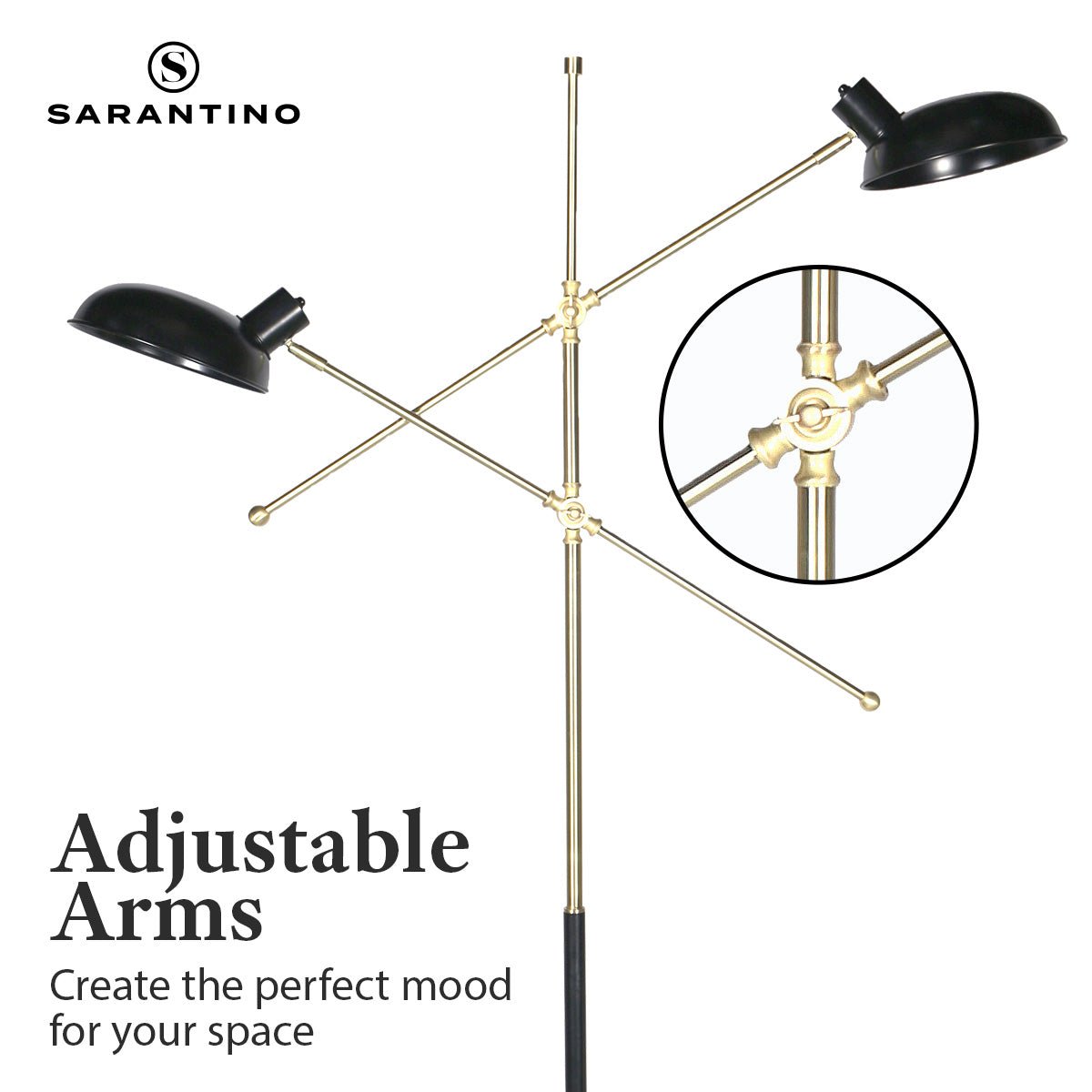 Sarantino Adjustable Two Light Lamp Black and Gold Finish-Home & Garden > Lighting-Koala Lamps and Lighting