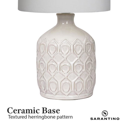 Sarantino Ceramic Table Lamp In Cream-Home & Garden > Lighting-Koala Lamps and Lighting