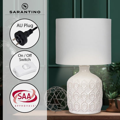 Sarantino Ceramic Table Lamp In Cream-Home & Garden > Lighting-Koala Lamps and Lighting