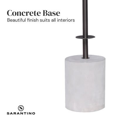 Sarantino Concrete & Metal Table Lamp with Off-White Linen Shade-Home & Garden > Lighting-Koala Lamps and Lighting