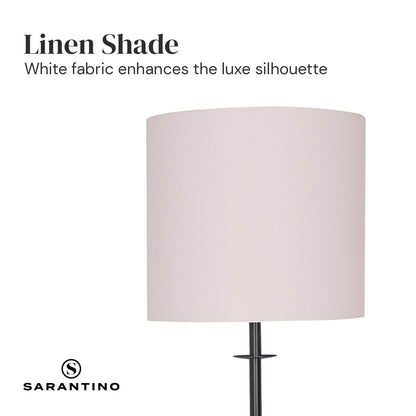 Sarantino Concrete & Metal Table Lamp with Off-White Linen Shade-Home & Garden > Lighting-Koala Lamps and Lighting