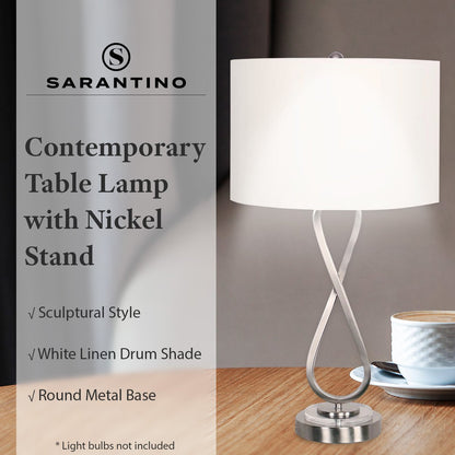 Sarantino Contemporary Table Lamp In Nickel Finish-Home & Garden > Lighting-Koala Lamps and Lighting