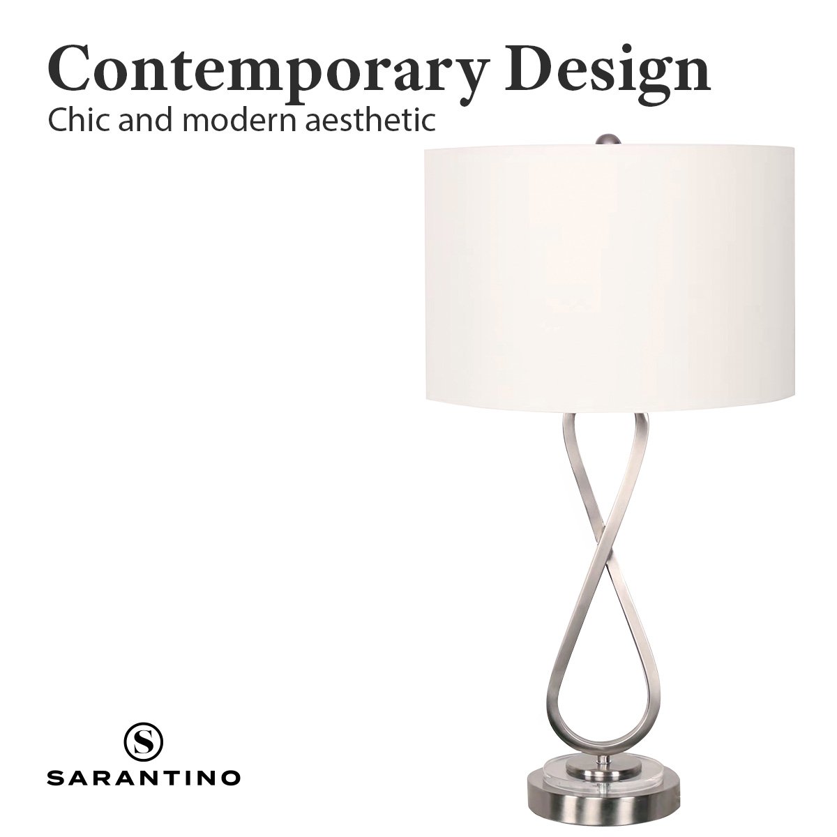 Sarantino Contemporary Table Lamp In Nickel Finish-Home & Garden > Lighting-Koala Lamps and Lighting