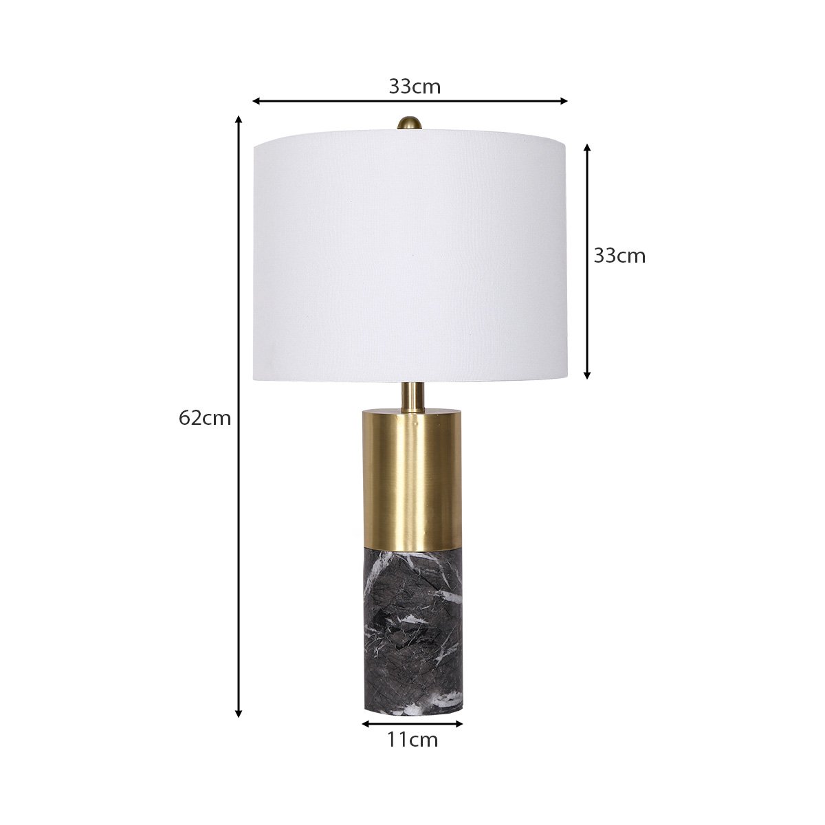 Sarantino Metal and Marble Table Lamp in Black-Home & Garden > Lighting-Koala Lamps and Lighting