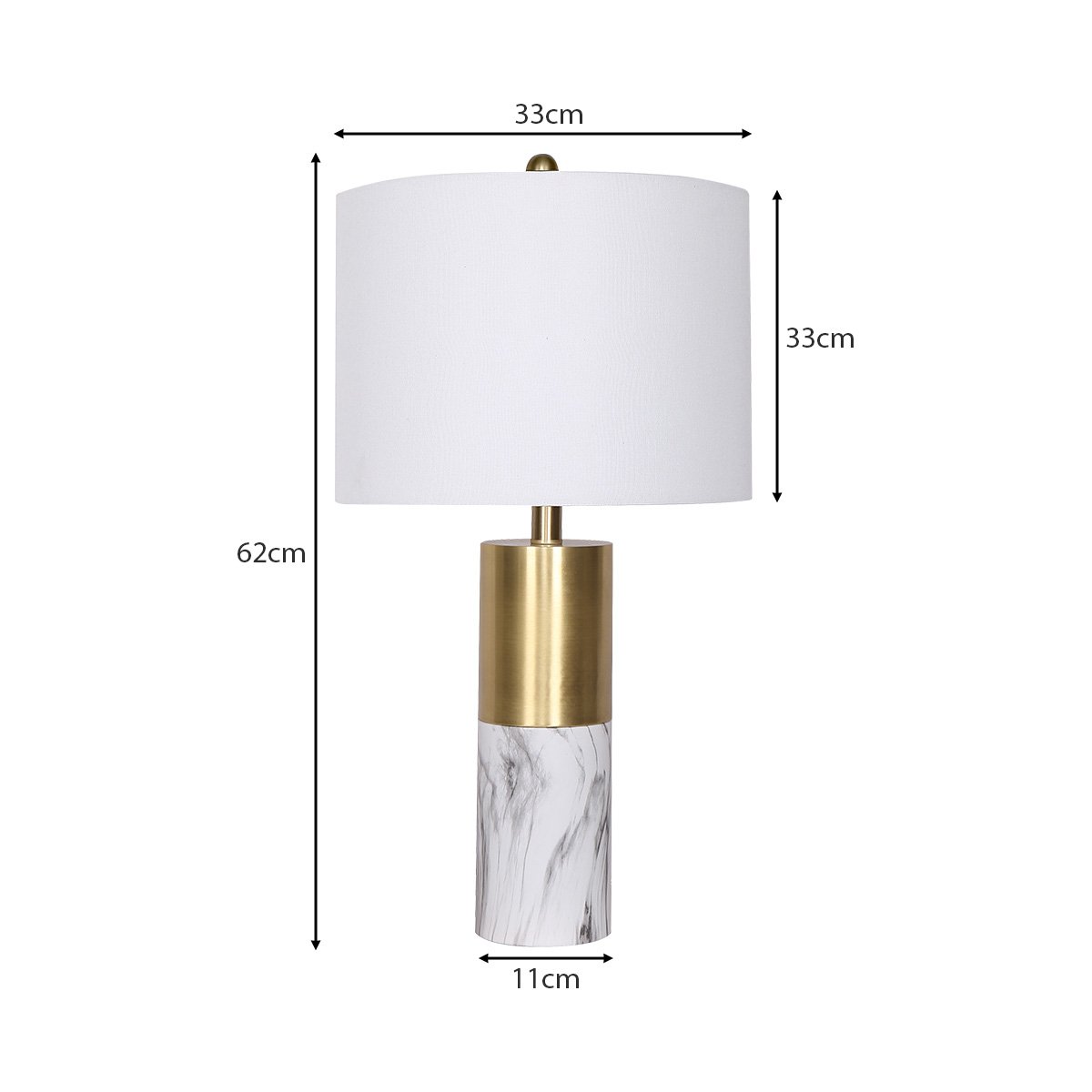 Sarantino Metal And Marble Table Lamp - White-Home & Garden > Lighting-Koala Lamps and Lighting