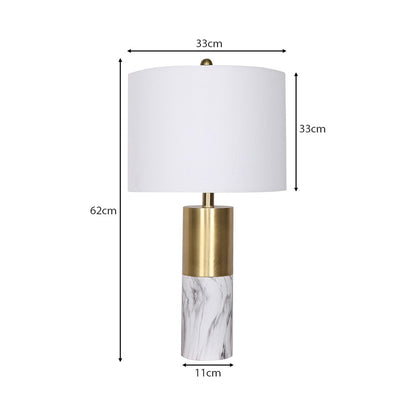 Sarantino Metal And Marble Table Lamp - White-Home & Garden > Lighting-Koala Lamps and Lighting