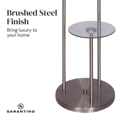 Sarantino Metal Floor Lamp with Glass Shelves-Home & Garden > Lighting-Koala Lamps and Lighting