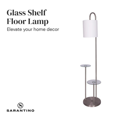 Sarantino Metal Floor Lamp with Glass Shelves-Home & Garden > Lighting-Koala Lamps and Lighting