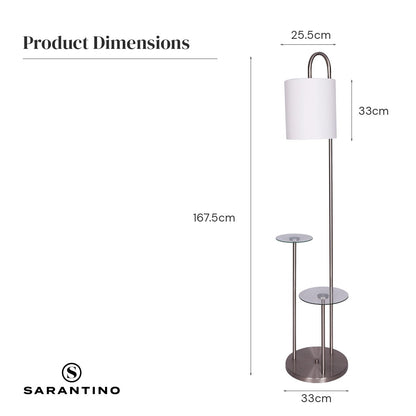 Sarantino Metal Floor Lamp with Glass Shelves-Home & Garden > Lighting-Koala Lamps and Lighting